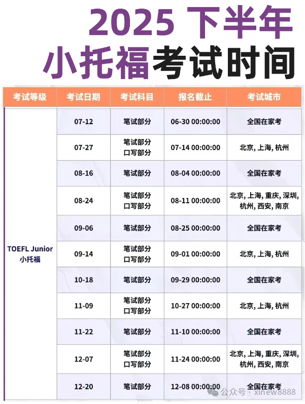 小托福考试报名保姆级流程&2025年小托福考试时间！