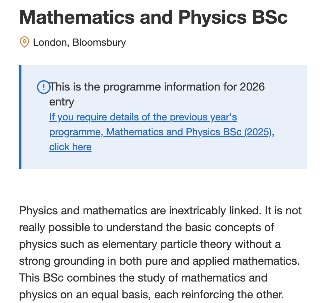 Mathematics and Physics BSc UCL本科专业介绍