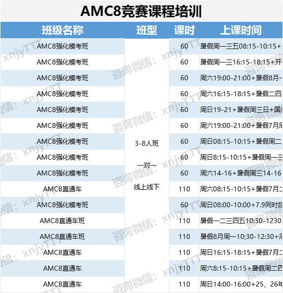 AMC8培训机构哪家好？AMC8培训课程如何收费？AMC8培训最新安排出炉！