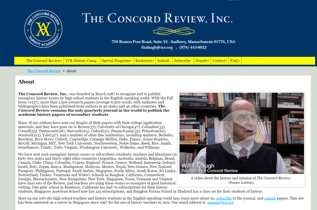 GreenDeer推荐竞赛｜The Concord Review