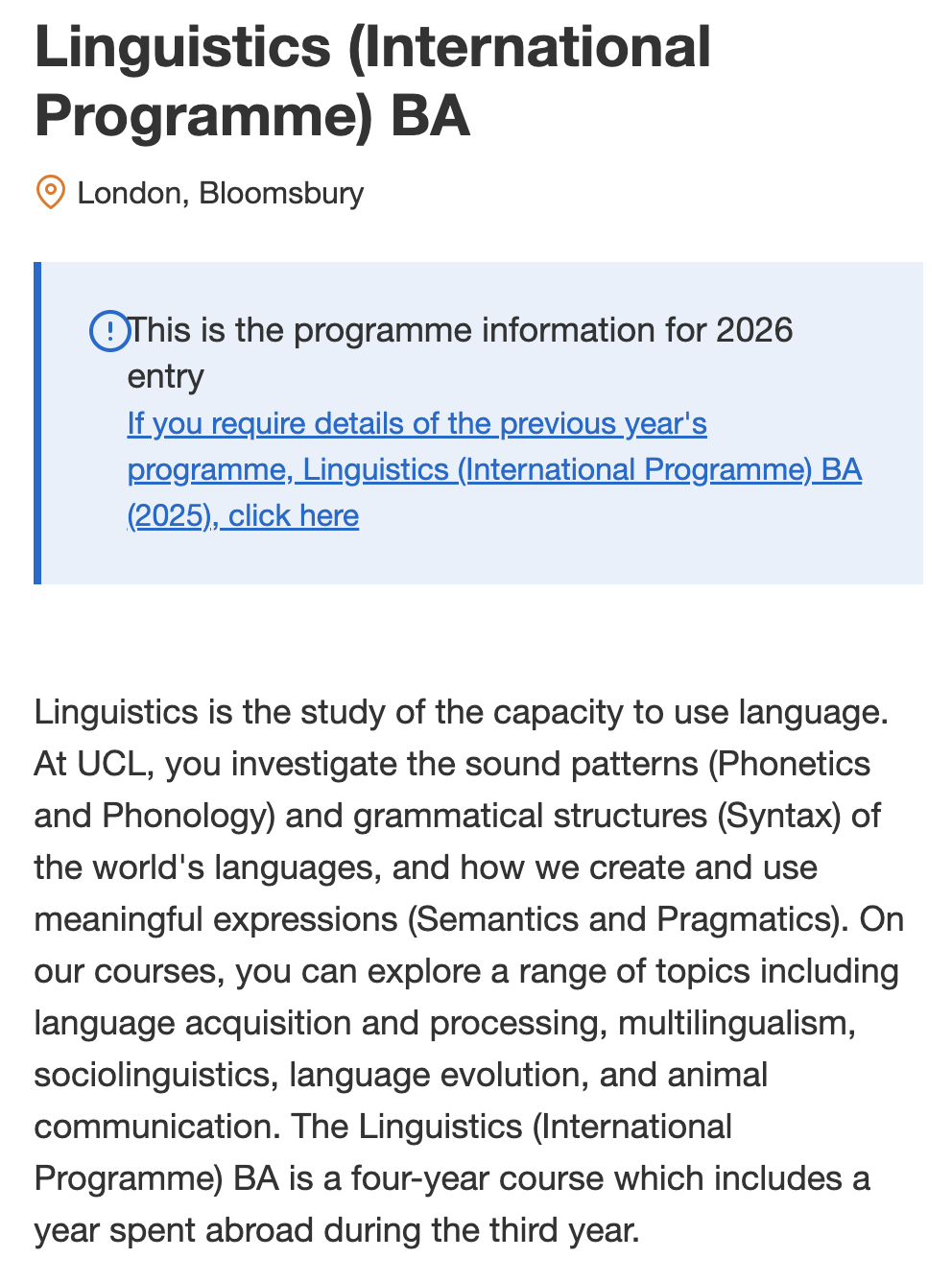 UCL本科专业Linguistics (International Programme) BA 探索语言科学 开启全球语言学之旅