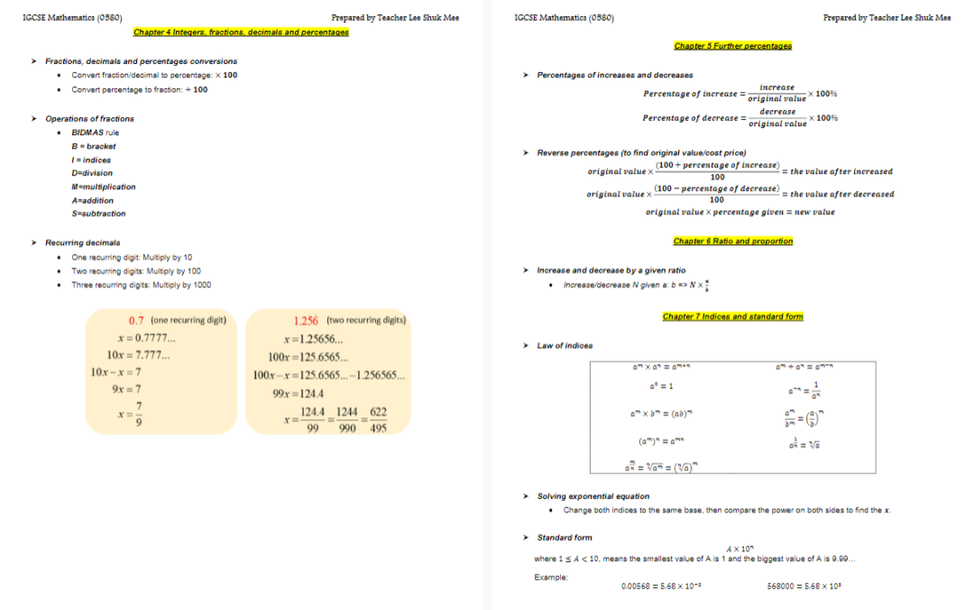IGCSE数学0580考什么？IGCSE数学0580必背公式，55页速记版，轻松A*
