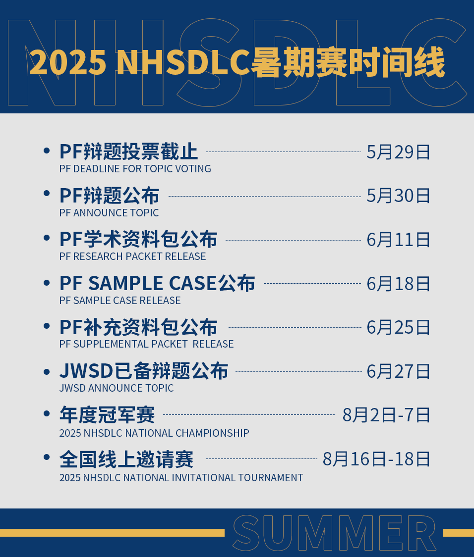 冠军赛｜2025 NHSDLC年度冠军赛辩题正式揭晓！