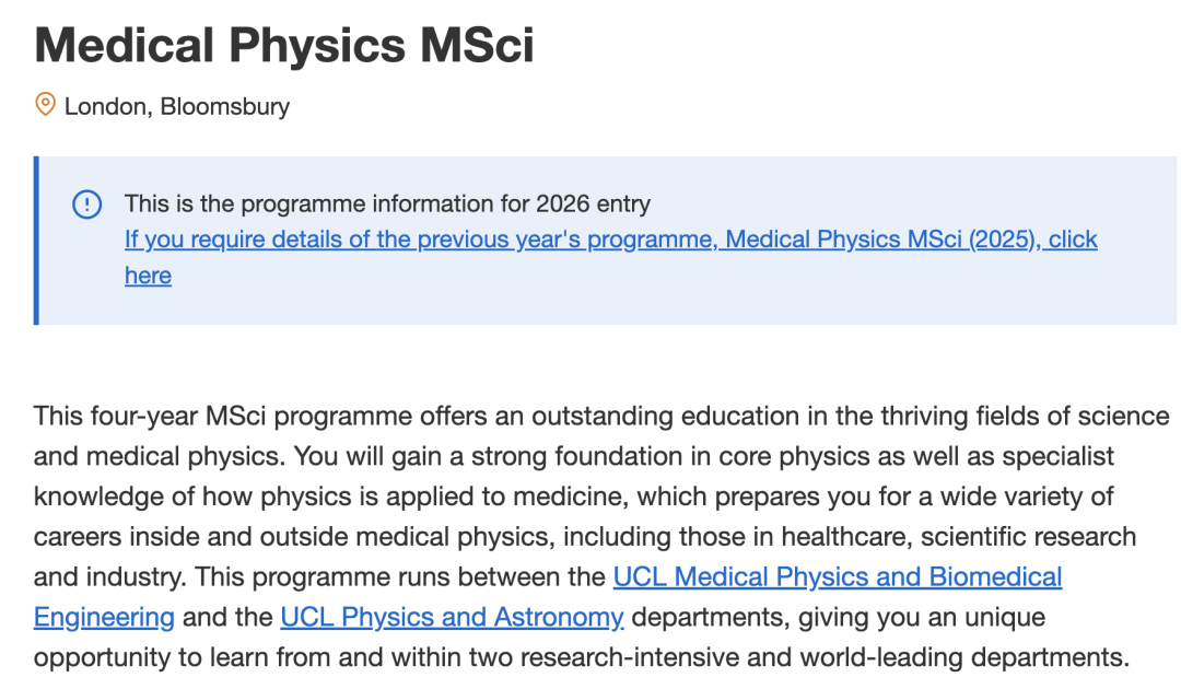 【UCL医学物理MSci】物理+医学的跨界王炸！四年打造医疗科技顶尖人才