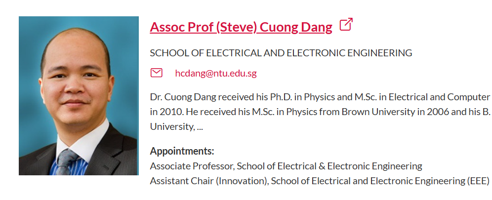 【全奖博士招生】新加坡南洋理工大学（NTU）博导详解（Prof. Cuong Dang）