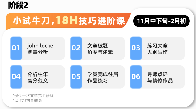 Johnlocke写作长线培训课程！40H爬藤冲G5，高效备赛！