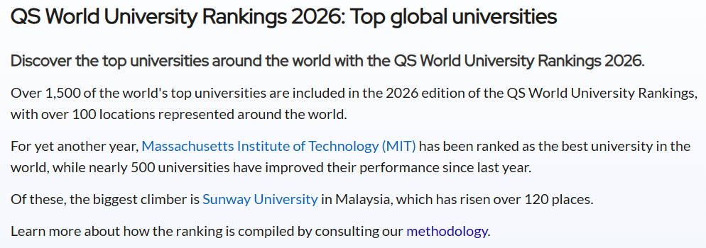 2026年QS世界大学排名发布！聚焦英国大学：帝国理工蝉联第二牛津第四剑桥第六UCL第九