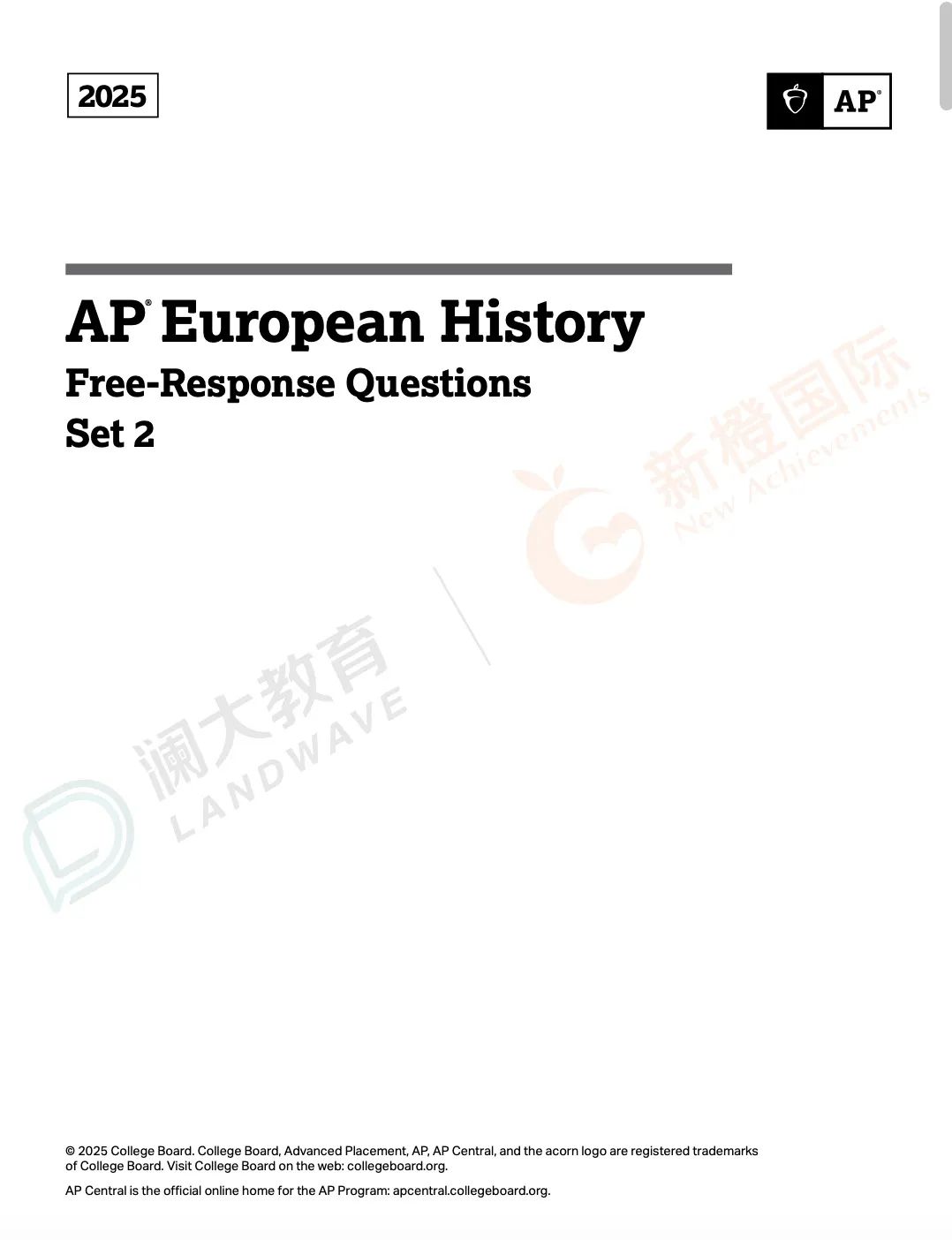 CB首发2025年【8门AP科目全球五分率】宏微观经济均上升2%