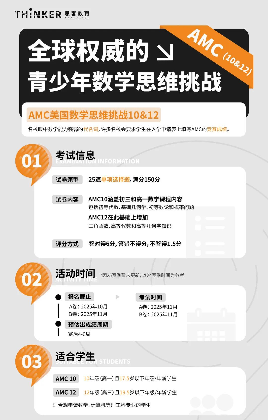 2025年AMC10/12竞赛考试时间发布！