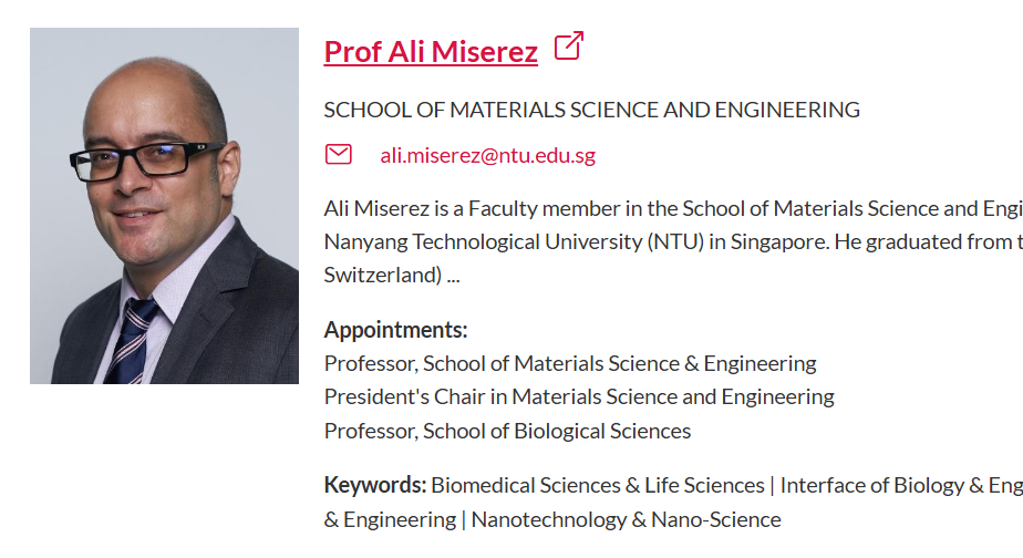 新加坡南洋理工大学全奖博士项目（Prof. Ali Miserez）