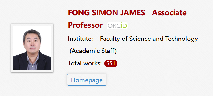 澳门大学全奖博士招生(Prof. FONG SIMON JAMES)