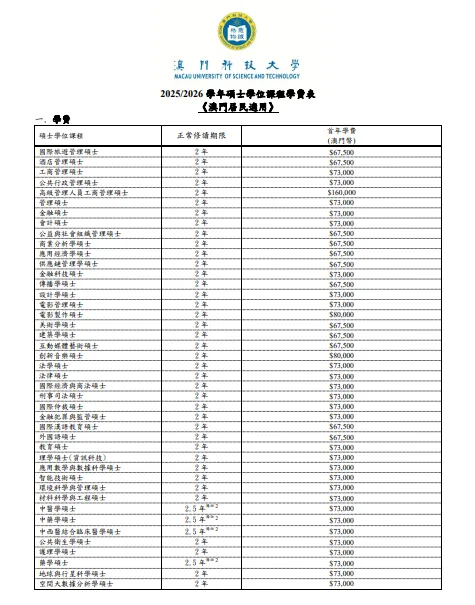 澳门升学丨澳门科技大学公布2026Fall硕博申请时间以及申请详情