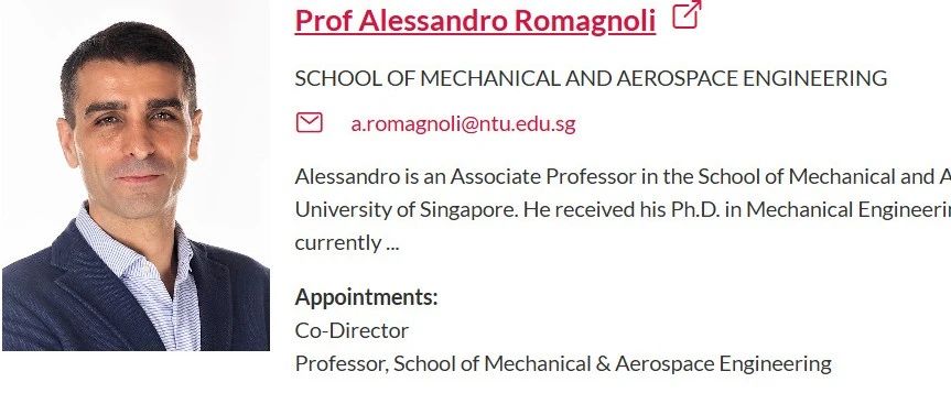 新加坡南洋理工大学全奖博士项目（Prof. Alessandro Romagnoli）