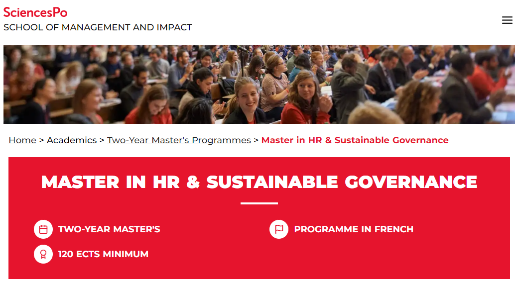 巴政 SciencesPo 管理与影响学院：两年制法授人力资源与可持续治理硕士