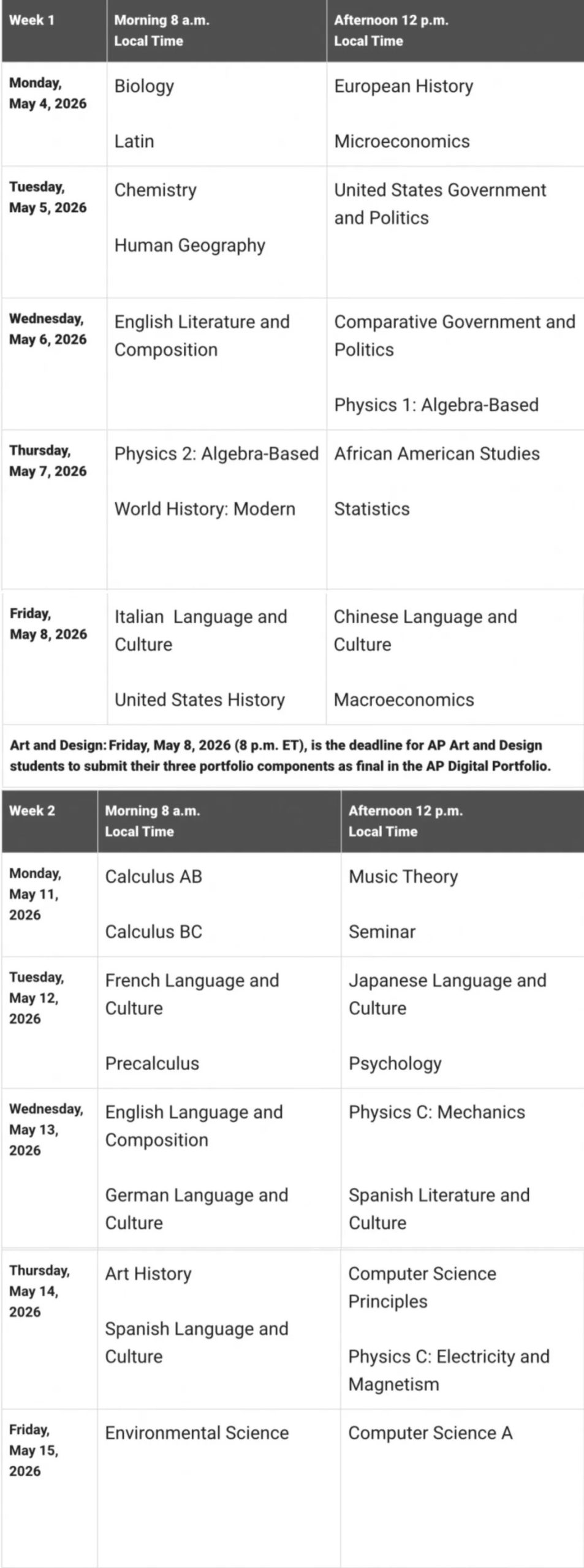 AP 7门新课程大曝光+2门热门科目考纲大改革！附2026 AP大考时间安排！