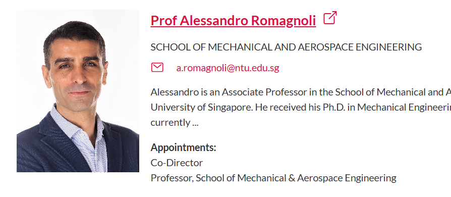 新加坡南洋理工大学全奖博士项目（Prof. Alessandro Romagnoli）