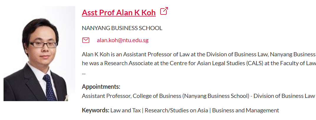 南洋理工大学全奖博士项目（Prof. Alan K Koh）