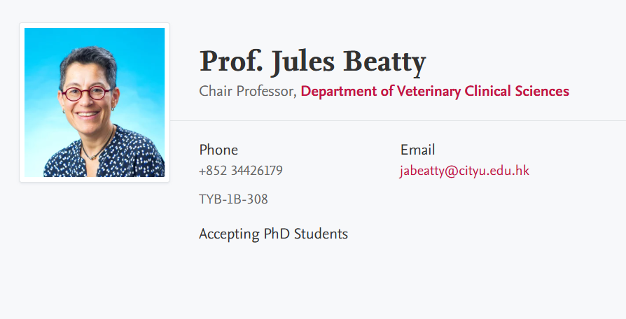 香港城市大学全奖博士项目（Prof. Jules Beatty）