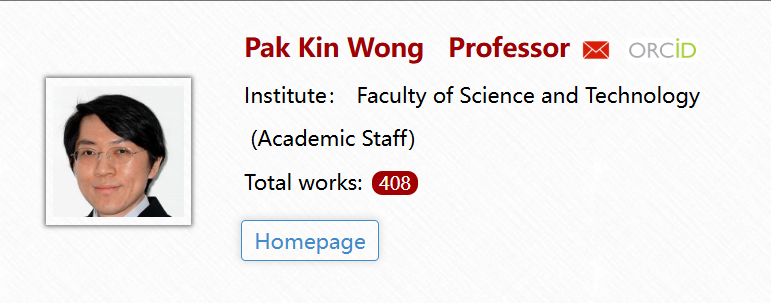 澳门大学全奖博士招生(Prof. Wong Pak Kin)