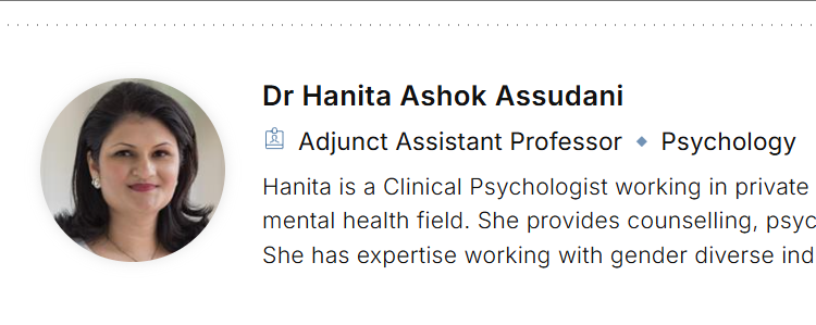 新加坡国立大学全奖博士项目（Prof. Hanita Ashok Assudani）