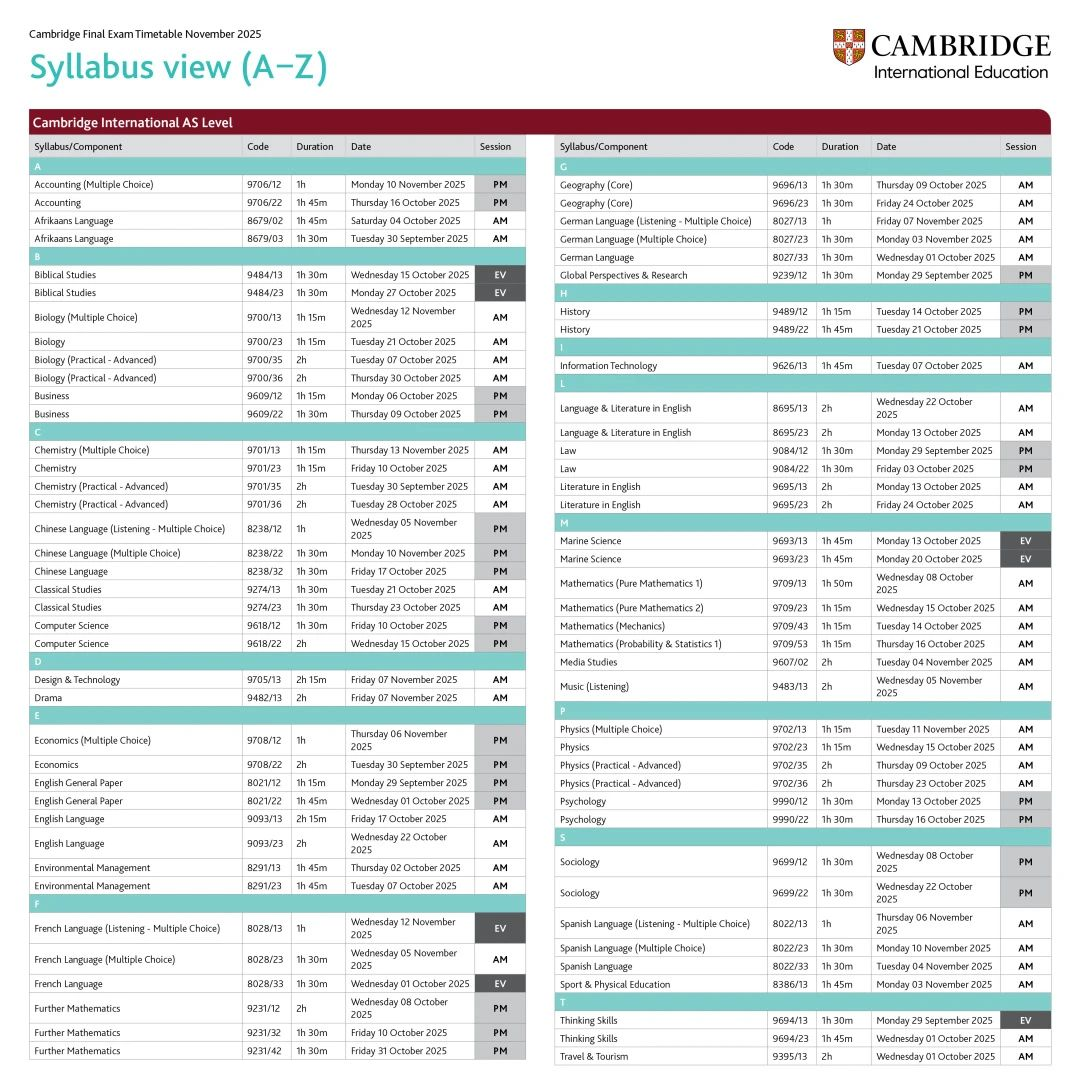 ALevel秋季大考时间安排| 附ALevel秋季大考课程培训！
