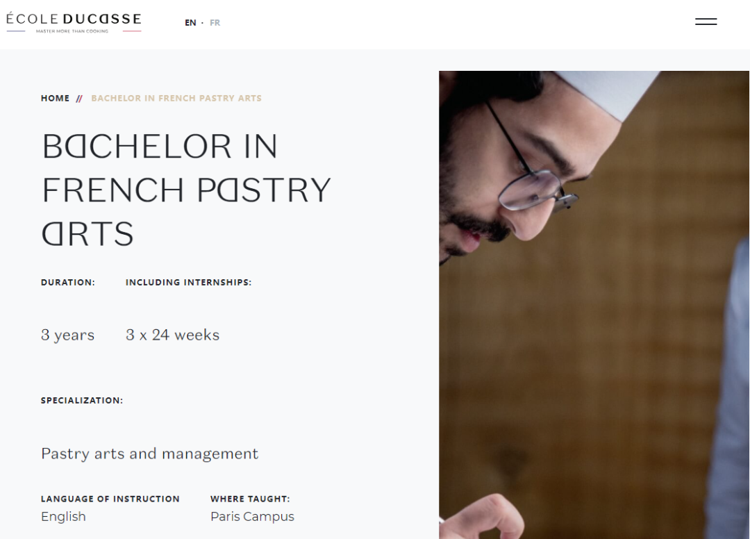 DUCASSE 杜卡斯学院：三年制英授本科法式甜点艺术
