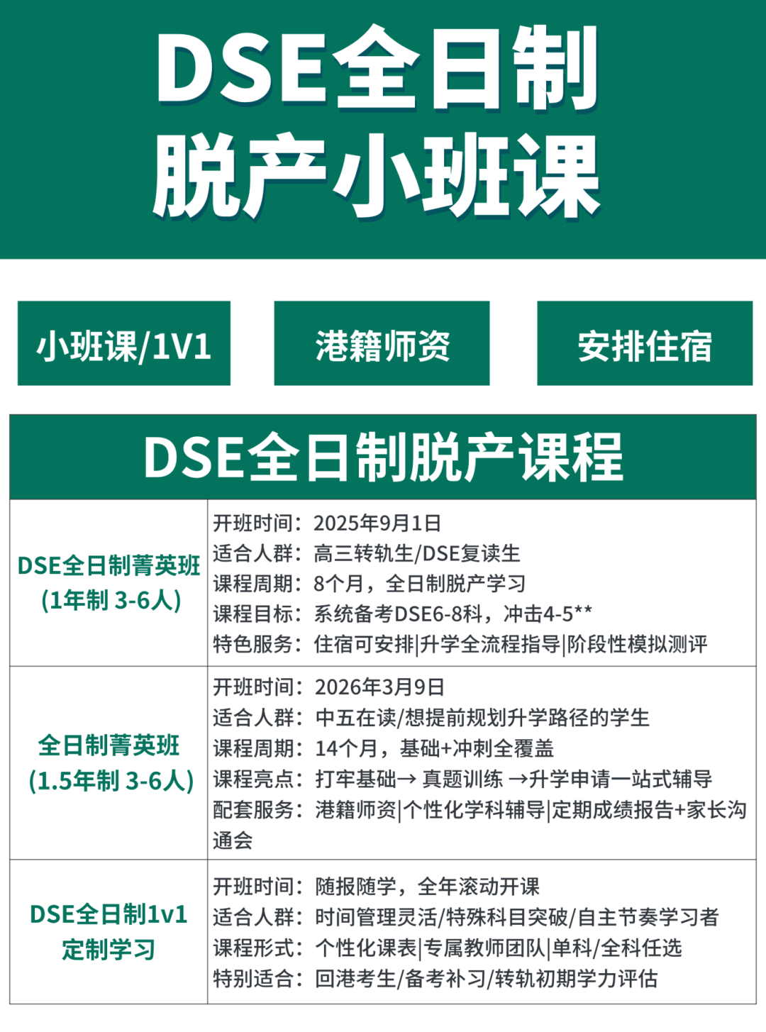 DSE全日制脱产小班课来啦，全力冲刺香港八大