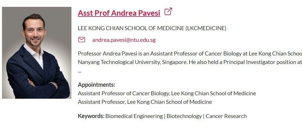 新加坡南洋理工大学全奖博士项目（Prof. Andrea Pavesi）