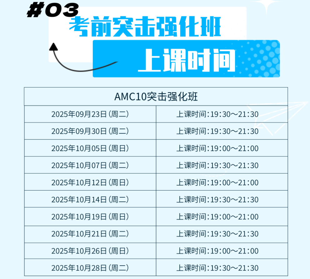 AMC10考前冲刺，20小时网课目标前5%1%！附AMC10课程大纲/师资/时间