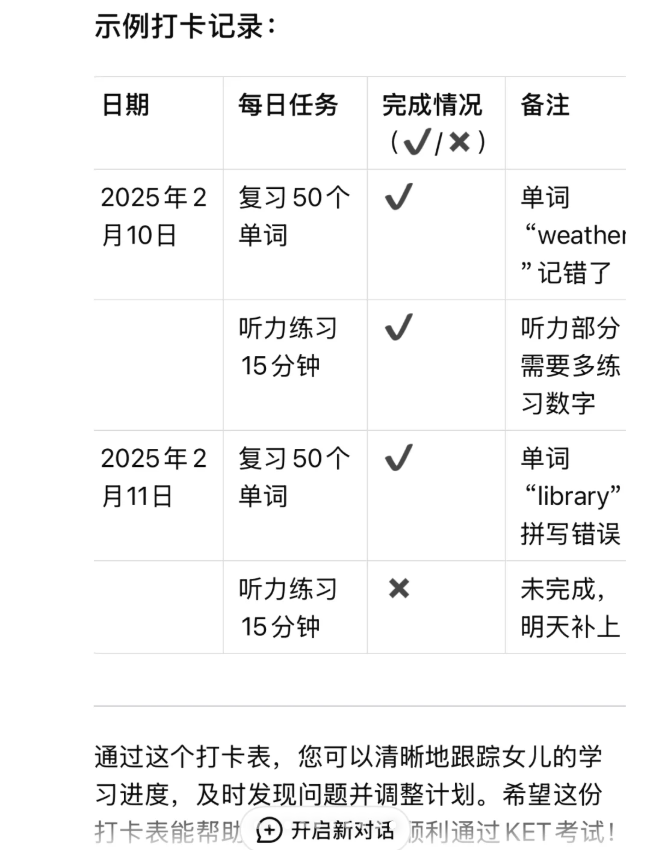 DeepSeek 做的KET备考计划是啥样？
