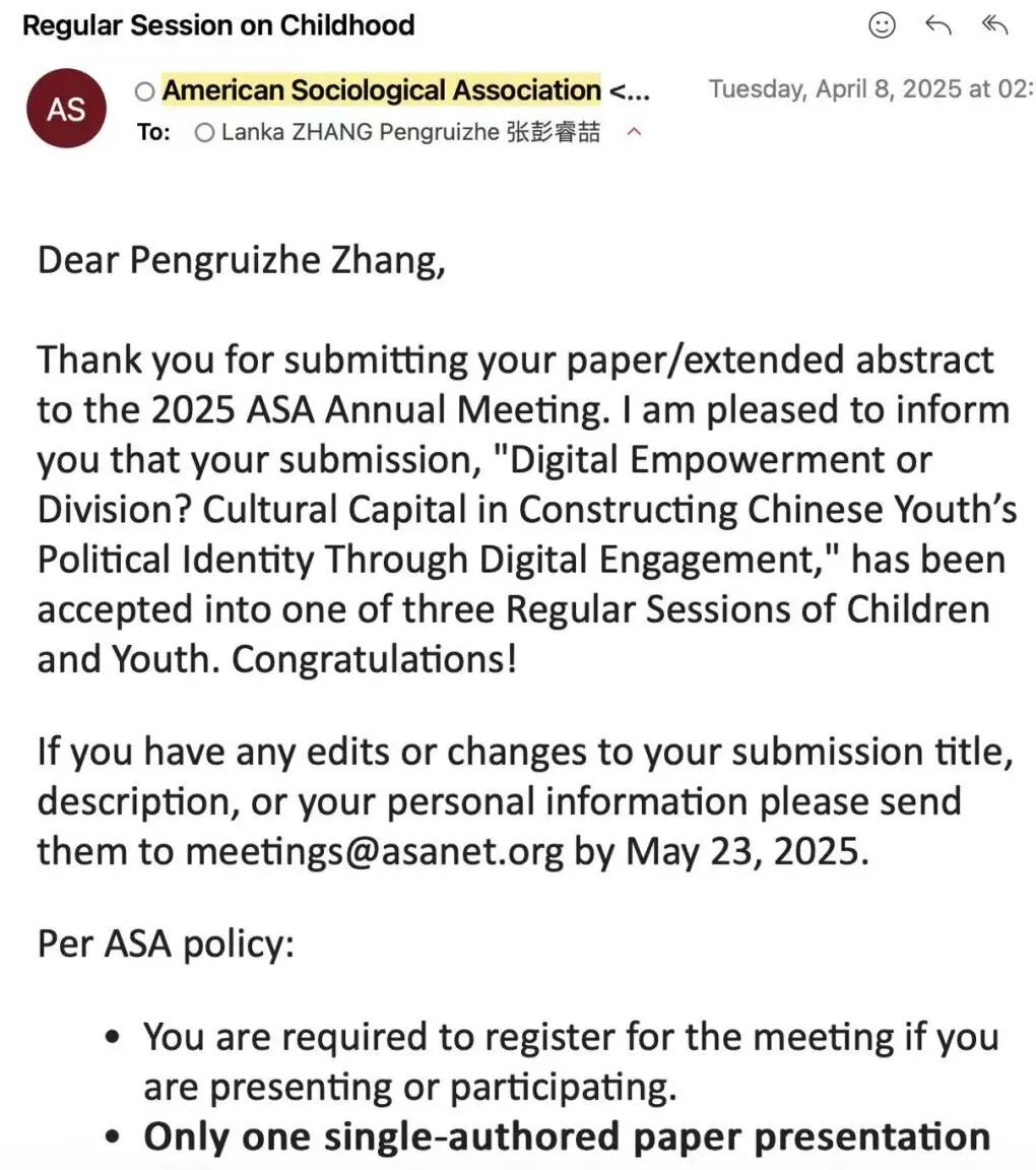 【人物专访 | 学生篇】如何成为美国社会学协会史上最年轻会员和年会参与者？她的答案是：热爱可抵万难
