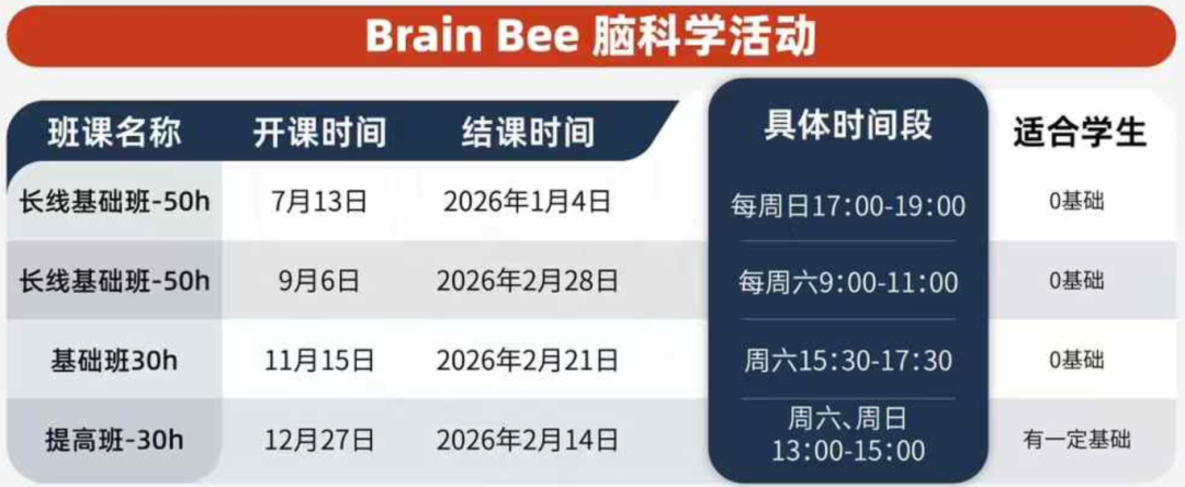 Brainbee脑科学大赛全解析：从考察内容到就业前景！​全年brainbee线上课程等你了解！