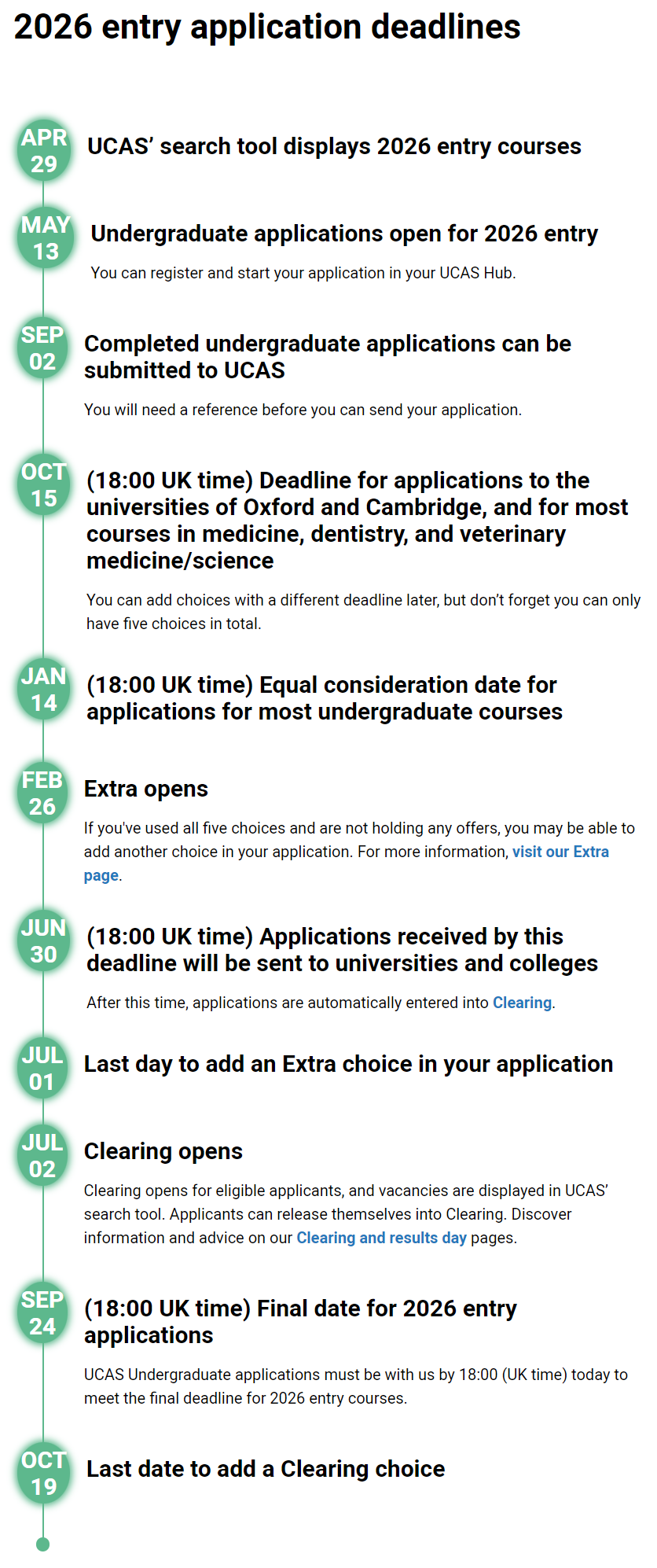 UCAS 2026本科申请时间线出炉 Extra & Clearing日期调整