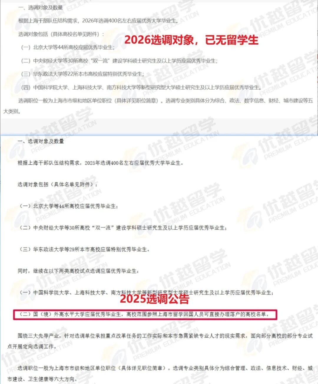 天塌了！上海2026选调公告已出：留学生无资格报名！