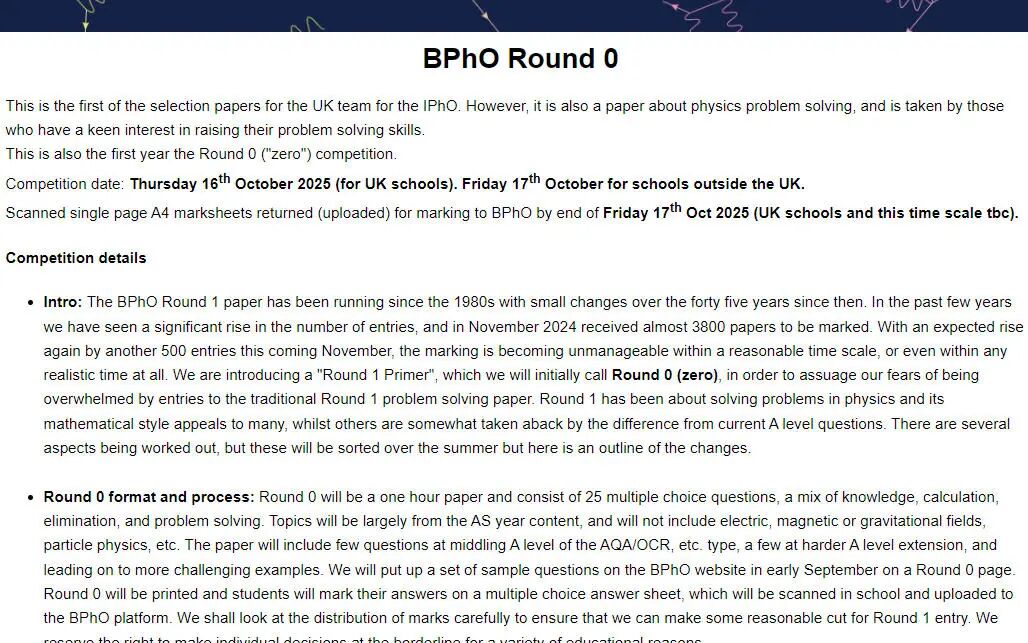重磅通知！ BPhO 官宣新增Round 0预选赛，竞赛体系大改革，试题首发！