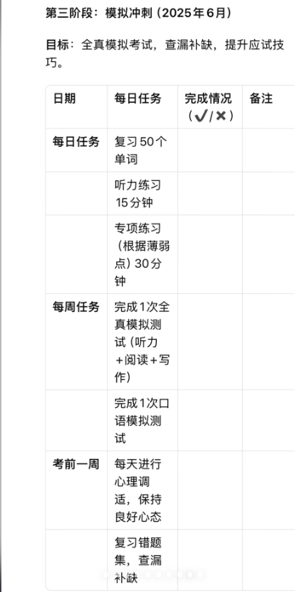 DeepSeek 做的KET备考计划是啥样？