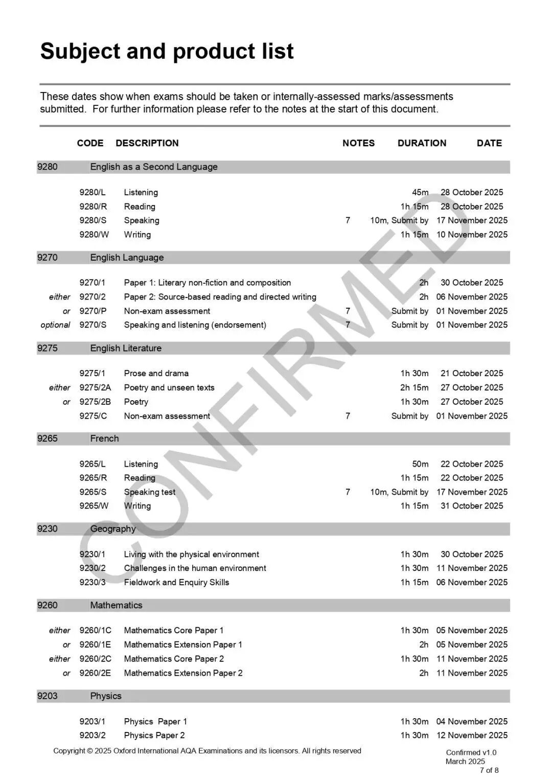 2025秋季 A-Level/IGCSE 考试安排来啦！含三大考局关键节点梳理