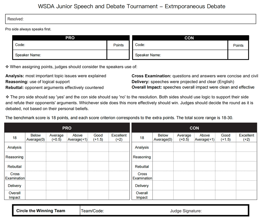 WSDA新赛季指南Junior组｜自由演讲&即兴辩论规则详解
