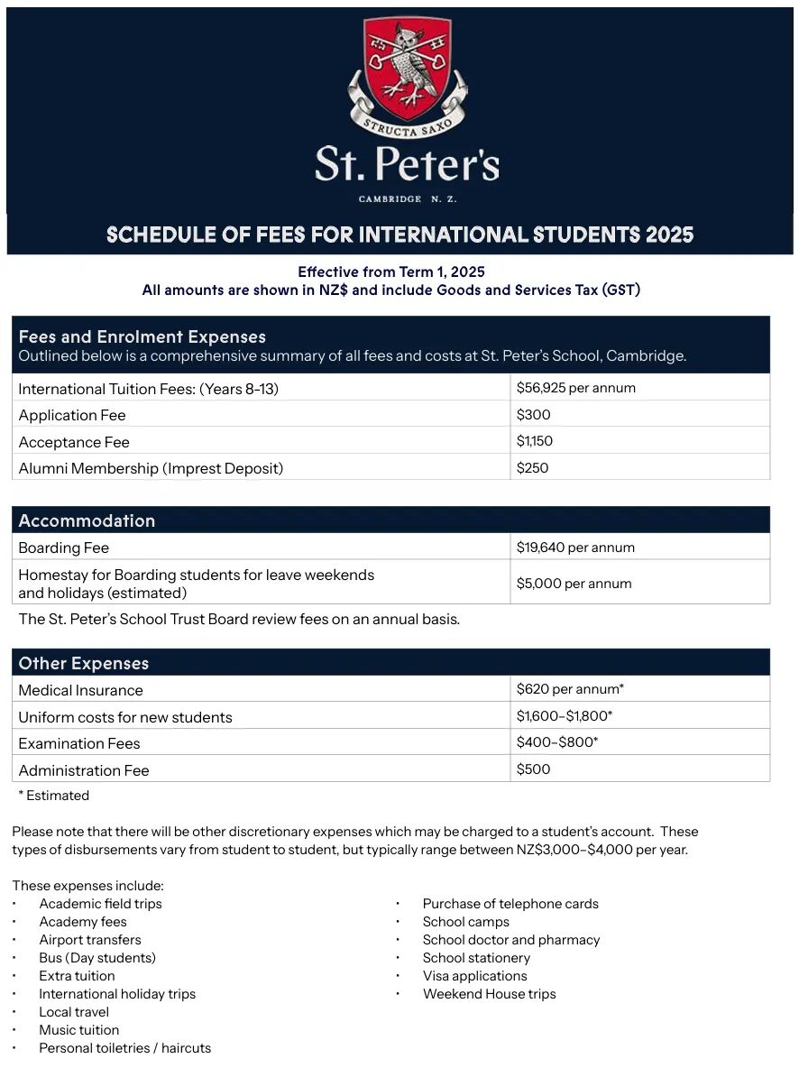 新西兰中学 | St.Peter's 汉密尔顿剑桥镇上一所学术卓越的寄宿混校，提供IB课程，马术、高尔夫、自行车、赛艇极具特色