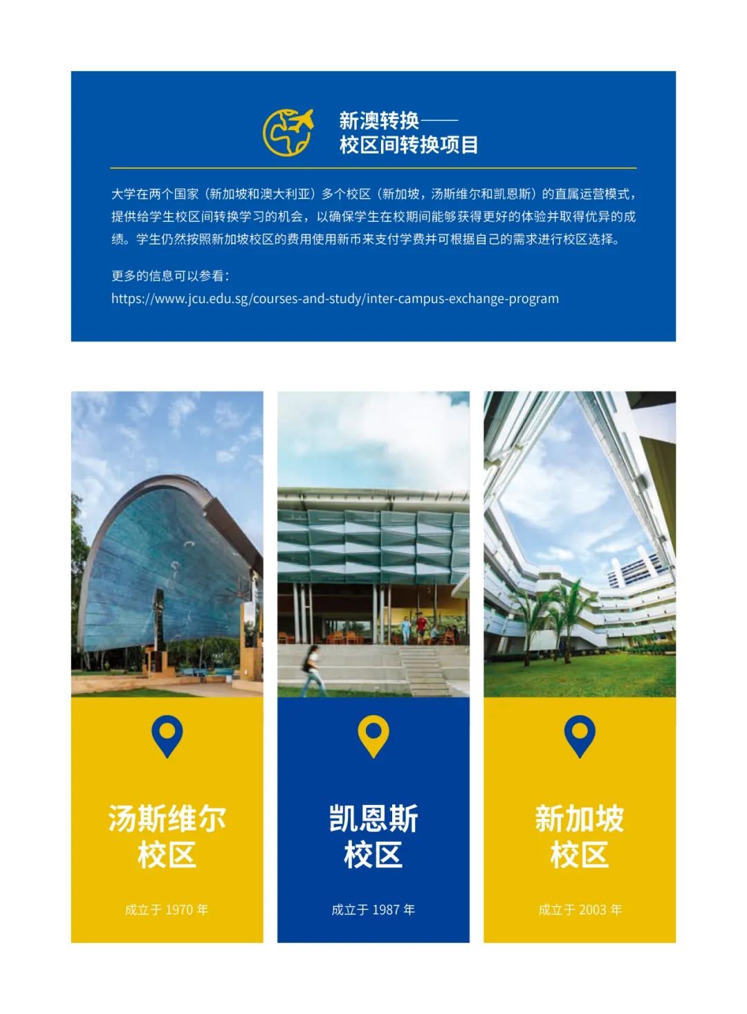 新加坡留学 | 2025年江西财经大学詹姆斯库克大学(新加坡校区)2+2国际本科项目招生简章！
