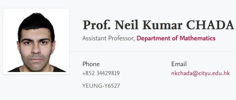 香港城市大学全奖博士招生(Prof. Neil Kumar CHADA)