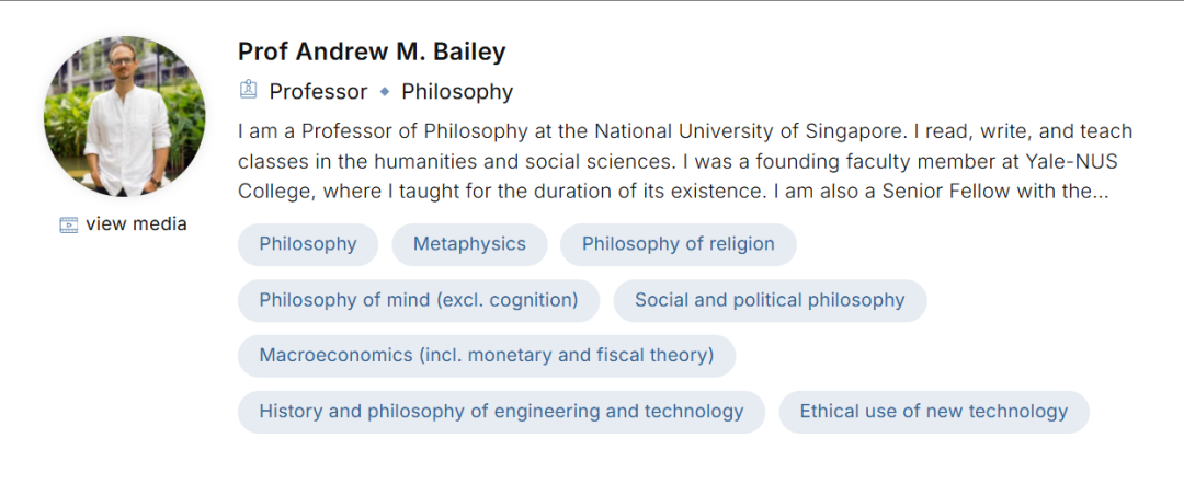 新加坡国立大学全奖博士招生(Prof. Andrew M. Bailey)