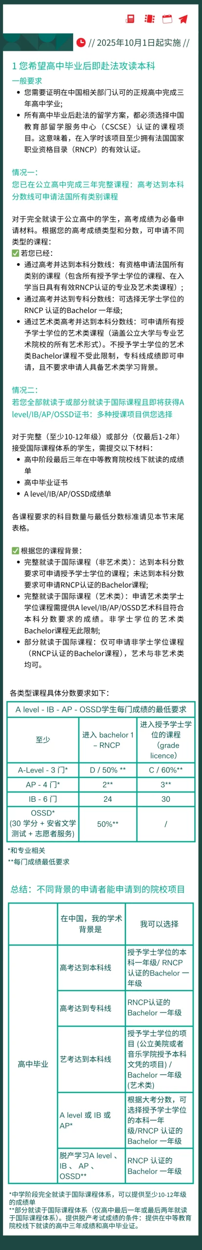 2025/2026学年法国留学最新政策公布！高中毕业/本硕学生赴法留学情况！10月1日起实施！