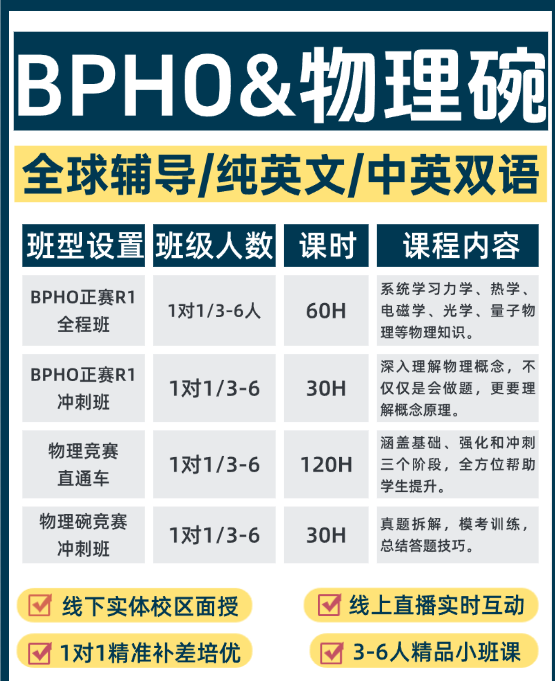 BPHO&物理碗竞赛培训！一次冲双金！