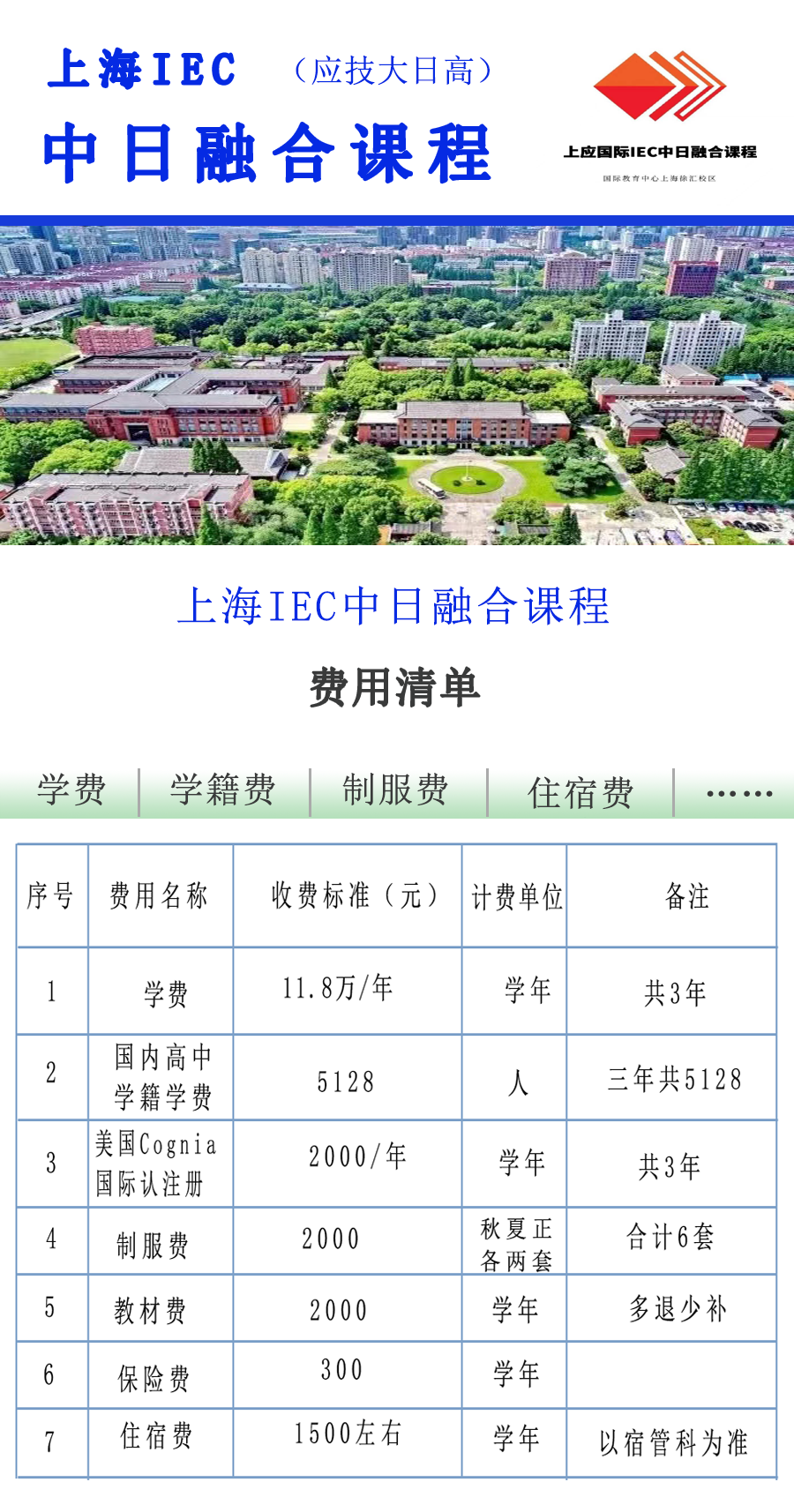 上海日高学校丨上海IEC中日国际高中费用清单