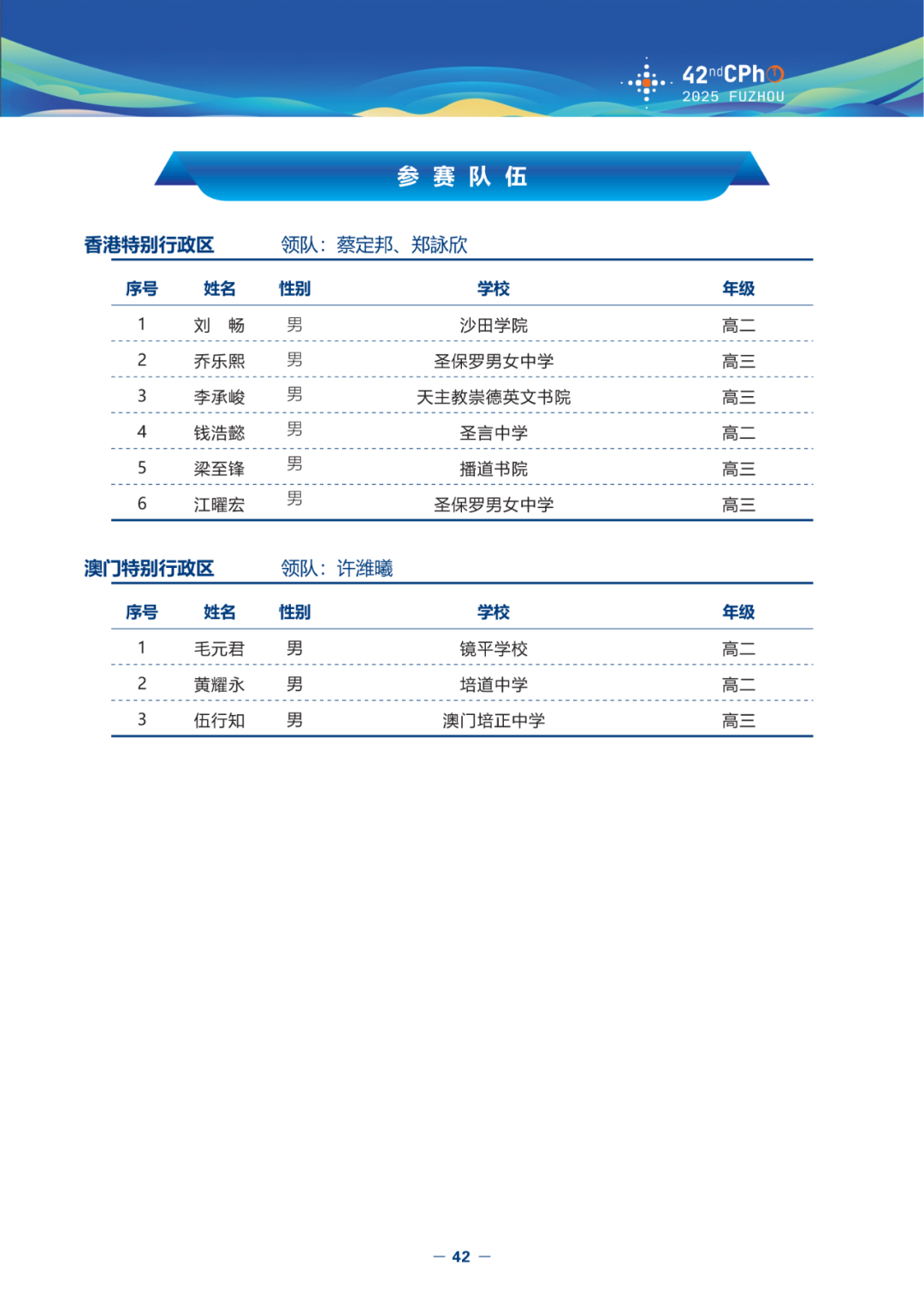 2025第42届物理竞赛（决赛）竞赛指南发布！内含完整省队名单、详细日程安排（可下载）