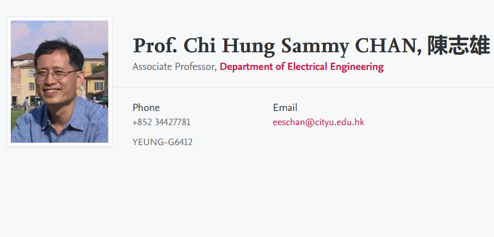香港城市大学全奖博士项目（Chi Hung Sammy CHAN教授）