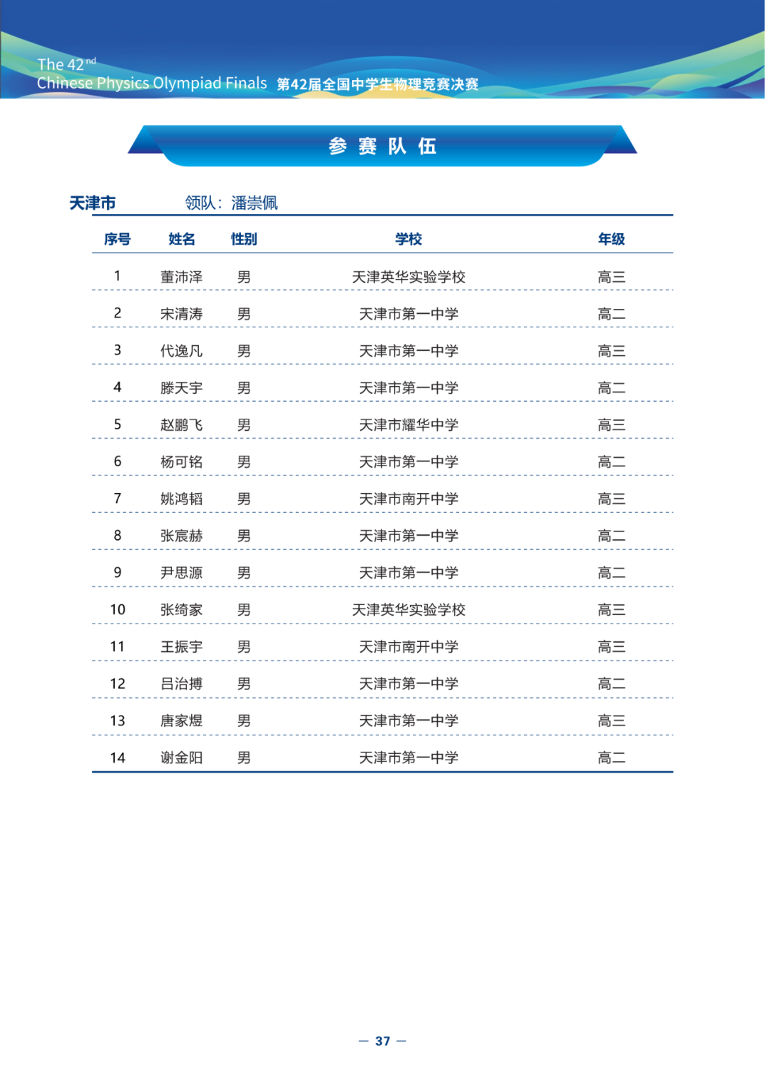 2025第42届物理竞赛（决赛）竞赛指南发布！内含完整省队名单、详细日程安排（可下载）