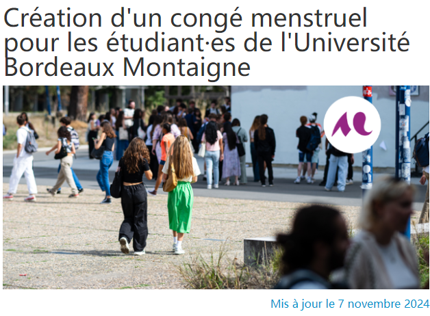 留法新福利！法国多所公立大学推行月经假，女生最多可享受20天假期！