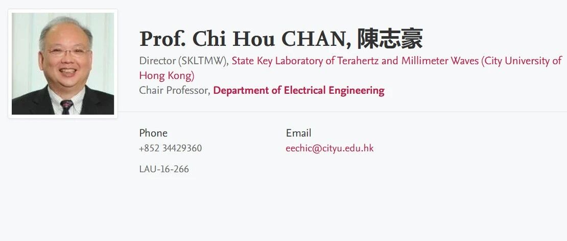 香港城市大学博士导师（Chi Hou CHAN教授）